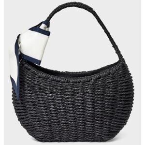 Straw Mini Bag with Bow - A New Day™ Black Woven Paper Straw Structured s23